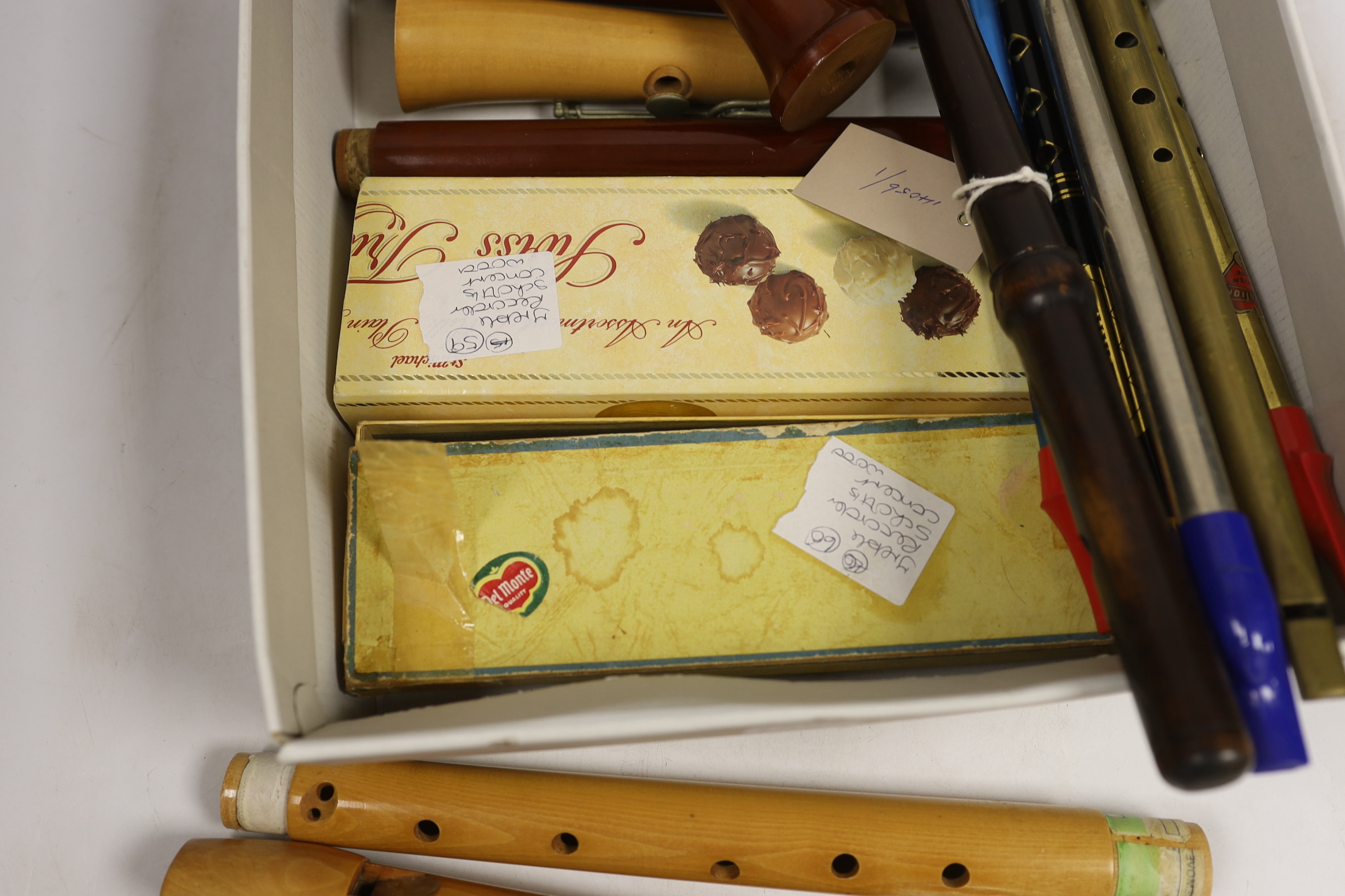 Four recorders, various whistles, etc.
